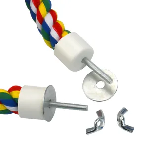 Bird Rope Perch for Parrots, Cockatiels, Parakeets, Budgie Cages Comfy Birds Colorful Rope Perches Toy 41inch metal nut - Parakeets Rope