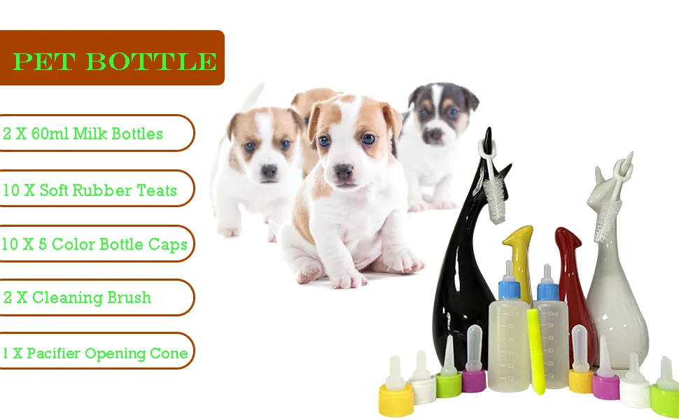 Pet Bottle Kit, Squeeze Liquid Bottle Replaceable Silicone Teat Mini Teat for Newborn Kittens, Puppies, Rabbits, Small Animals Replacement Teat Cat Feeding Bottle Feeding Tool - silicone pacifier