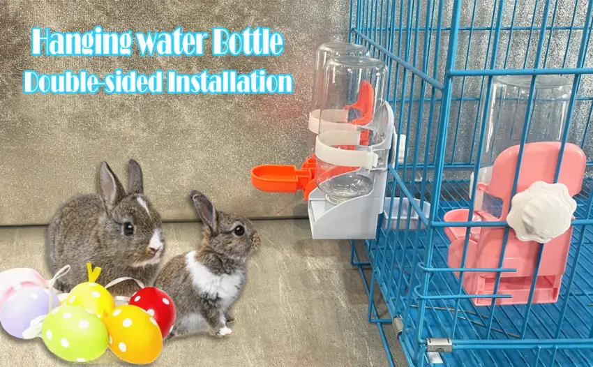 Mcgogo Rabbit Water Bottle, Guinea Pig Water Bottle,17oz Hanging Fountain Automatic Dispenser No Drip Water Bowl for cage Blue - product information 2
