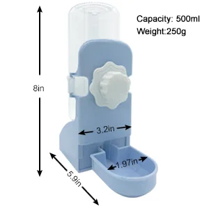 Mcgogo Rabbit Water Bottle, Guinea Pig Water Bottle,17oz Hanging Fountain Automatic Dispenser No Drip Water Bowl for cage Blue - product information 3