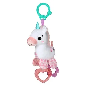 Bright Starts Unicorn Sparkle & Shine Plush Take-Along Stroller or Carrier Toy, Ages 0 Month+ , Pink, 1 Count (Pack of 1) - product information 1