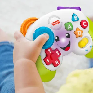 Fisher-Price Pretend Video Game Controller Baby Toy with Music Lights and Learning Songs, Fine Motor Toy Standard - Laugh & Learn