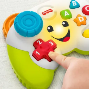 Fisher-Price Pretend Video Game Controller Baby Toy with Music Lights and Learning Songs, Fine Motor Toy Standard - Laugh & Learn