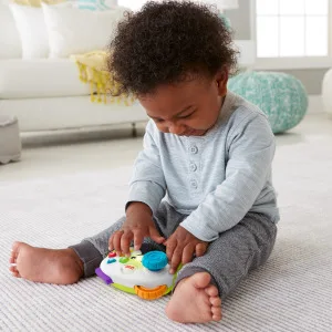 Fisher-Price Pretend Video Game Controller Baby Toy with Music Lights and Learning Songs, Fine Motor Toy Standard - Laugh & Learn