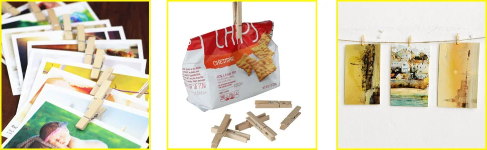 aHeemo Mini Clothespins, Mini Natural Wooden Clothespins with Jute Twine, Multi-Function Clothespins Photo Paper Peg Pin Craft Clips (Natural 250 Pcs) - product information 4