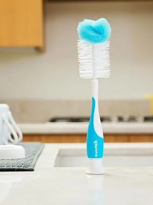 Munchkin Sponge Bottle Brush, Pack of 2, Blue Bottle Brush, Blue - cleaning brush