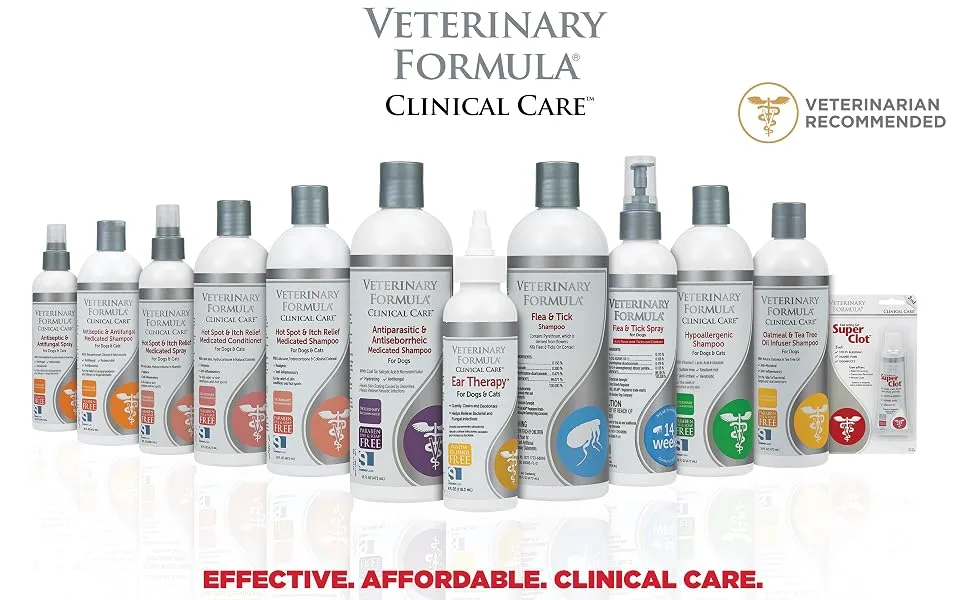 Veterinary Formula Clinical Care Ear Therapy, 4 oz.  Medicated Ear Drops to Help Relieve Bacterial and Fungal Infections in Dogs and Cats  Cleans and Deodorizes 4 ounces - Veterinary Formula Clinical Care Ear Drops