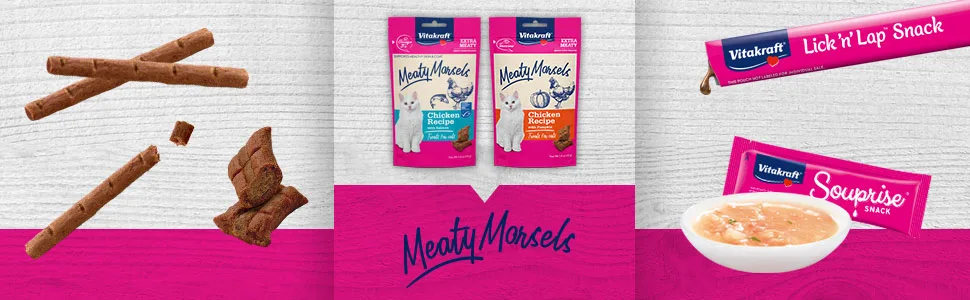 Vitakraft PurrSticks Meaty Cat Sticks - Segmented and Breakable Meatstick - Deliciously Tender Chicken with Salmon, 24-Pack - Cat Treats All