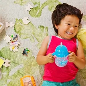 Munchkin Any Angle Click Lock Weighted Straw Trainer Cup, Blue, 7 Oz 1 Count (Pack of 1) Blue - munchkin sippy cup trainer