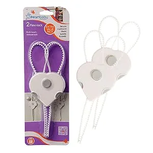 Dreambaby Flexi Lock - Cabinet & Drawer Handle Locks - Cabinet Safety Straps - with Multi-Touch Release System - White - 2 Count (Pack of 1) - Model L185 - cabinet drawer flexi locks