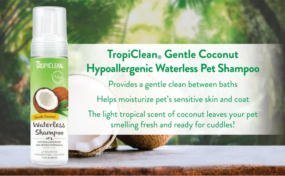 TropiClean Hypoallergenic Waterless Shampoo for Dogs, 7.4 Fl Oz (Pack of 1) - Made in USA, - image