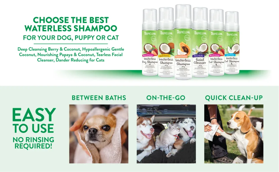 TropiClean Hypoallergenic Waterless Shampoo for Dogs, 7.4 Fl Oz (Pack of 1) - Made in USA, - image