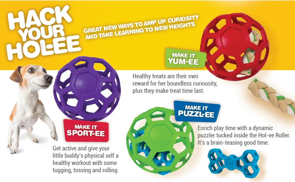 JW HOL-ee Roller Dog Fetch Treat Dispenser Puzzle Ball Medium Roller - Hack your Hol-ee