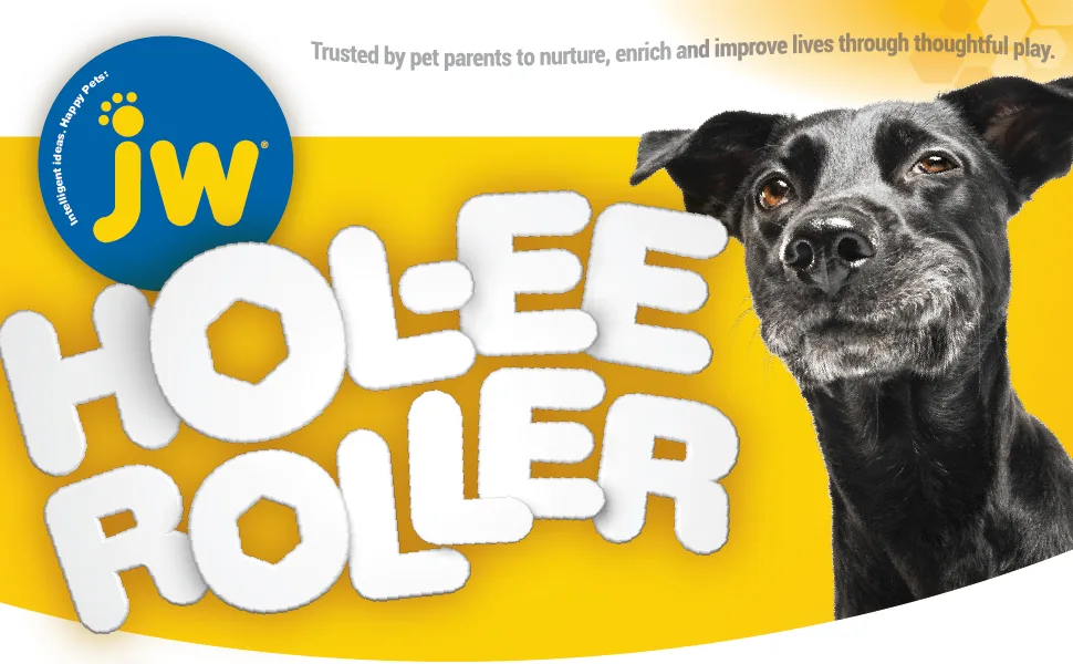 JW HOL-ee Roller Dog Fetch Treat Dispenser Puzzle Ball Medium Roller - Hol-ee Roller