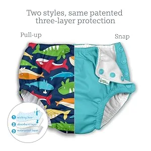 i play. by Green Sprouts Boys' Pull-up Reusable Absorbent Swim Diaper 24 Month White - baby infant toddler swimsuit trunks shorts diaper sun protection
