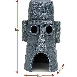 Penn Plax Spongebob Squidward Easter Island Home Aquarium Ornament 6.4 OZ - SBR11 SpongeBob Squid Wazd Squidward Meme Easter Island Home House TV Show Aquarium Fish Tank Decor