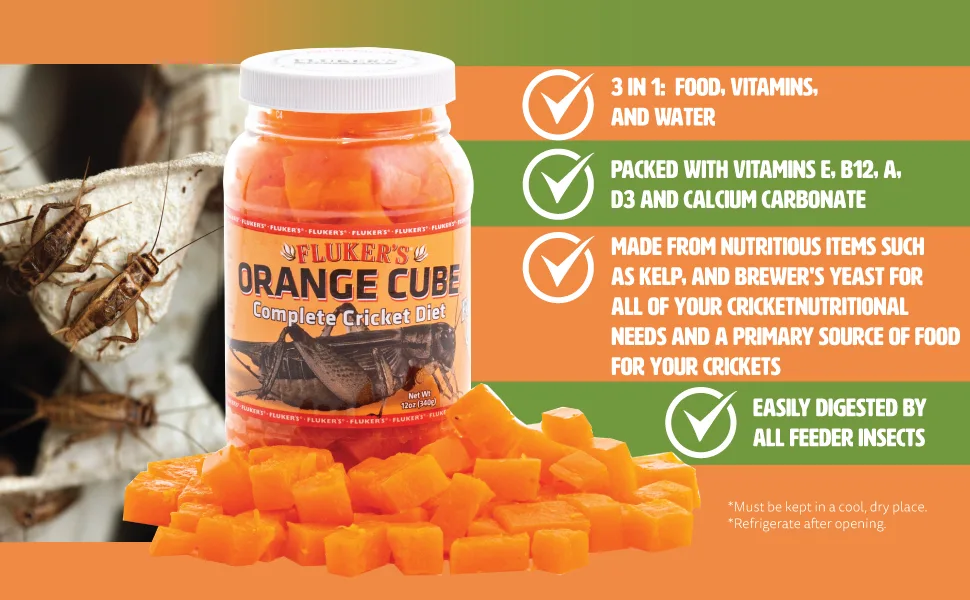 Fluker's Orange Cube Complete Cricket Diet 12 Ounce (Pack of 1) Black - more benefits of orange cubes