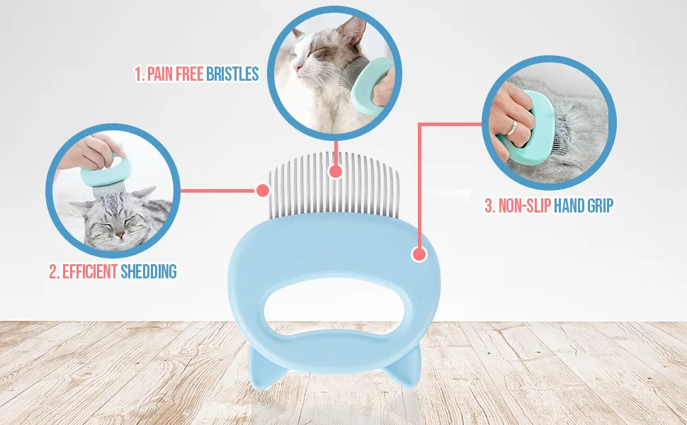 Cat Comb for Massage Blue Sky Blue - cat massage comb for cats leos paw combs deshedding hair brush dematting grooming flea nixo