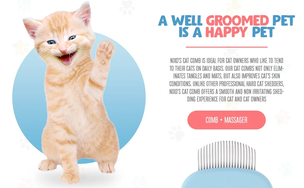 Cat Comb for Massage Blue Sky Blue - cat massage comb for cats leos paw combs deshedding hair brush dematting grooming flea nixo