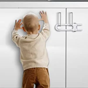 6 Packs Sliding Cabinet Locks, Modacraft Baby Proofing U-Shaped Child Safety Latches Adjustable White Locks for Handles Knobs Drawers Closet Cupboard 6 PCS White - baby