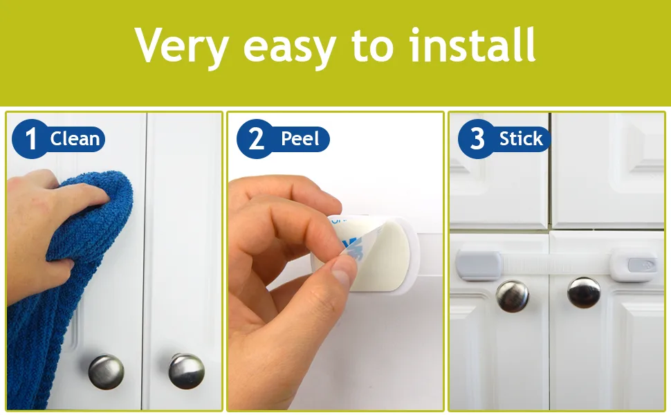 Child Safety Strap Locks to Childproof Cabinets, Drawers, Appliances & More 2022 (4-Pack, White) 4 Count (Pack of 1) White - cabinet locks