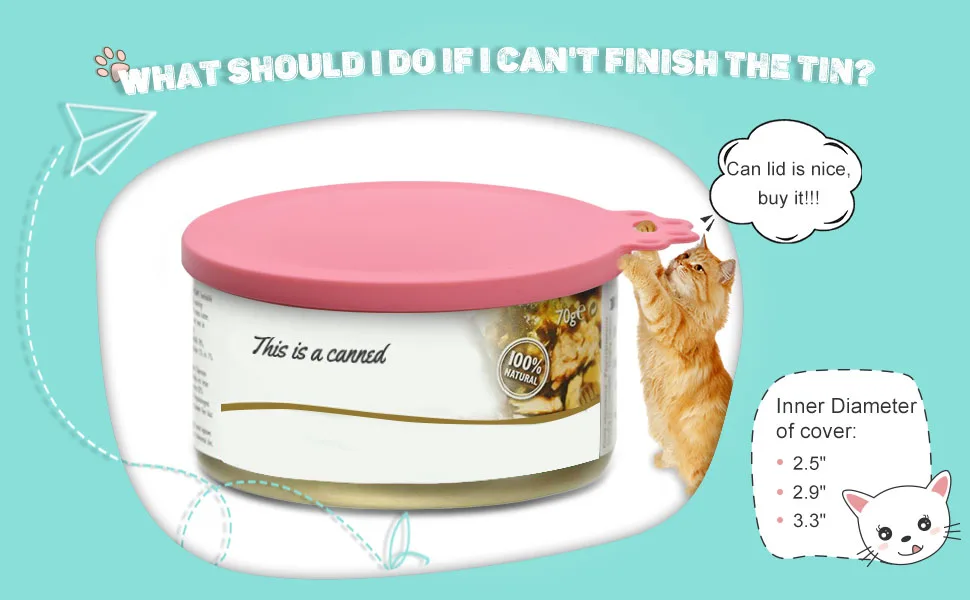 DYBEN Pet Can Covers/Universal BPA Free & Dishwasher Safe/Silicone Pet Food Can Lid Covers 5 pack - product information 3