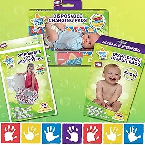 Disposable Changing Pad Liners - 18 Waterproof, Soft, Absorbent Multi Use Pads by Mighty Clean Baby in Portable 2 Packs for Your Diaper Bag - Changing Pad Toilet Seat Covers Disposable Diaper Bags