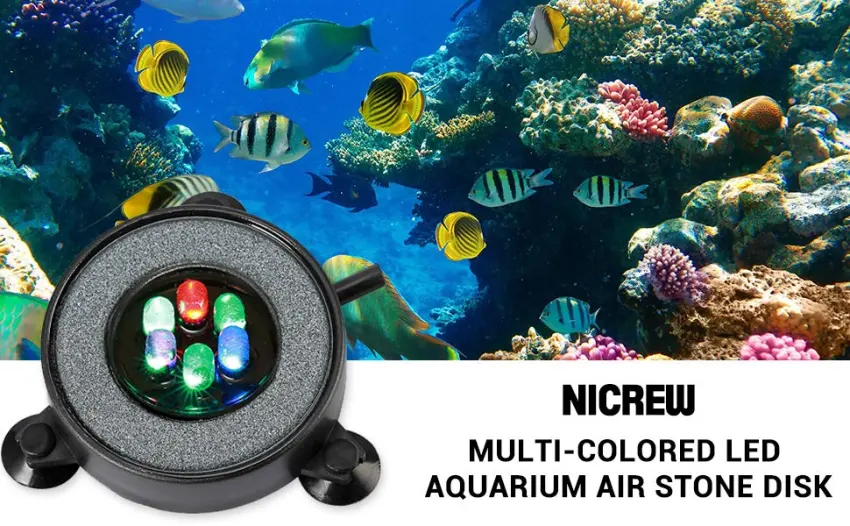 NICREW Aquarium Stone Disk, Round Fish Tank Bubbler with LEDs, Aquarium and Fish Tank Decoration 2 inch Multicolor - product information 19