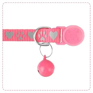 Joytale Breakaway Cat Collars, Reflective Pet Collars with Bell, Kitten Collars for Boy and Girl Cats, Adjustable Size 6"-9" and 9"-13", 2 Pack Kitten Pink - collar with bell