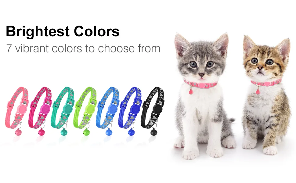 Joytale Breakaway Cat Collars, Reflective Pet Collars with Bell, Kitten Collars for Boy and Girl Cats, Adjustable Size 6"-9" and 9"-13", 2 Pack Kitten Pink - small cat collar pink