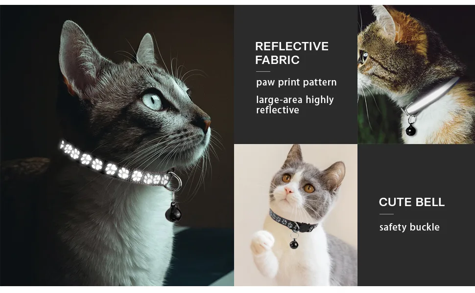 Taglory Reflective Cat Collars Breakaway with Bell, 2 Pack Girl Boy Pet Kitten Collar 7.5-12.5" Black - product information 6