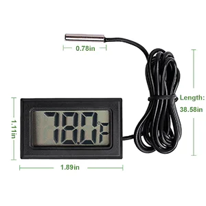 Qooltek Digital LCD Thermometer Temperature Gauge Aquarium Thermometer with Probe for Vehicle Reptile Terrarium Fish Tank Refrigerator(Fahrenheit) - Qooltek Digital LCD Thermometer