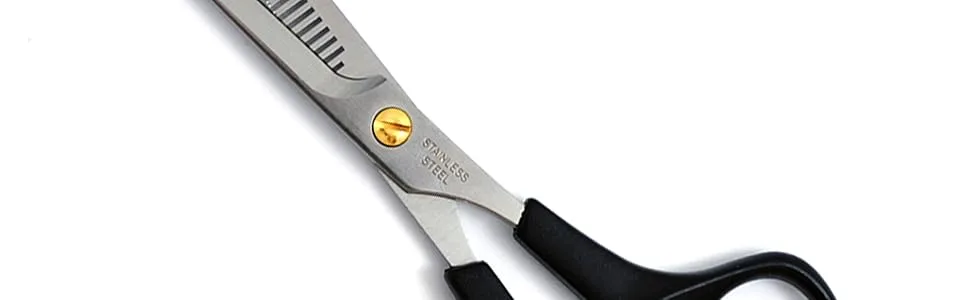 PET MAGASIN Pet Thinning Shears - Professional Thinning Scissors with Toothed Blade - best quality extra sharp pet dog cat grooming styling thinning scissors shears kit with large finger