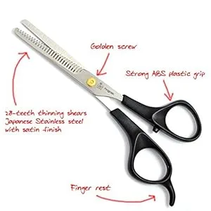 PET MAGASIN Pet Thinning Shears - Professional Thinning Scissors with Toothed Blade - best quality extra sharp pet dog cat grooming styling thinning scissors shears kit with large finger