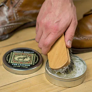 Bickmore Saddle Soap Plus - 2.8oz - Leather Cleaner & Conditioner with Lanolin - Restorer, Moisturizer, and Protector 2.8 oz - Bickmore Saddle Soap with brush
