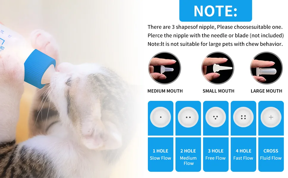 Kitten Puppy Feeding Bottles, Pet Nurseing Feeding Bottle Kits with Replacement Nipples, Pet Feeder Set for Dog Puppy Kitten - Kitten Feeder Set
