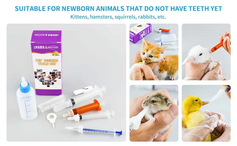 Kitten Puppy Feeding Bottles, Pet Nurseing Feeding Bottle Kits with Replacement Nipples, Pet Feeder Set for Dog Puppy Kitten - Pet Feeder Set