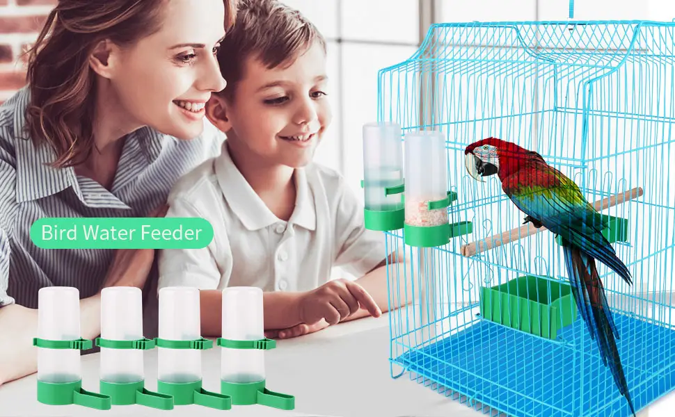 Lamoutor 4Pcs Bird Water Feeder Plastic Drinker Feeder Water Clip for Parrots Budgie Cockatiel Lovebirds - product information 1