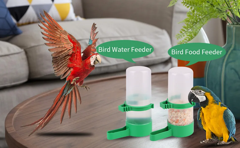 Lamoutor 4Pcs Bird Water Feeder Plastic Drinker Feeder Water Clip for Parrots Budgie Cockatiel Lovebirds - product information 4