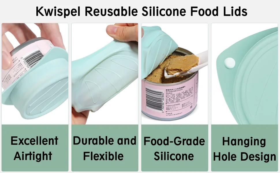 3 Pack Dog Cat Food Can Lids - Silicone Stretch Lids Covers for Pet Food Cans, Reusable Universal Size Fit Medium and Large Size Cans - reusable