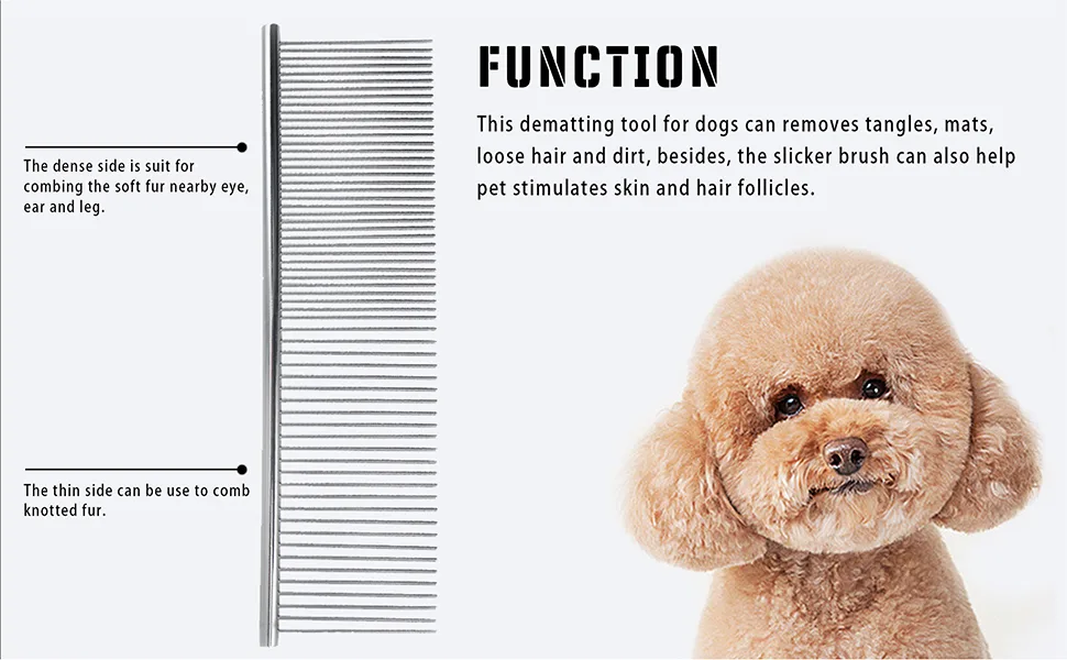 Petsvv 2 Pack Pet Stainless Steel Grooming Dog Cat Comb Tool - dog comb