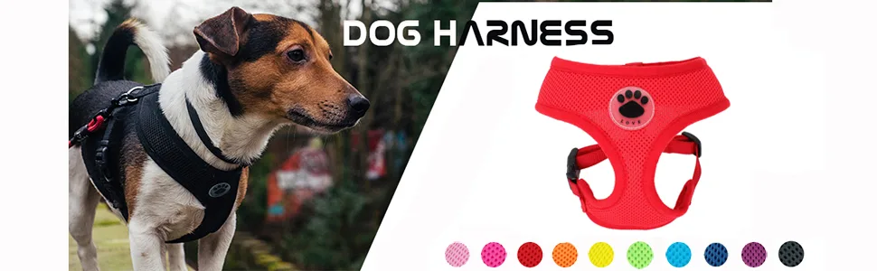 Soft Mesh Dog Harness No Pull Walking Comfort Padded Vest Harnesses Adjustable Medium Red - product information 2