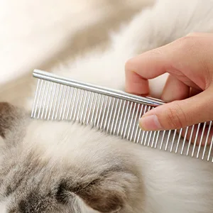 Dog Combs Cat Combs 3 Pack Pet Combs Stainless Steel Metal Comb Wide Tooth Comb&Dense Tooth Comb Flea Comb for Cats Dogs Dog Grooming Comb-Silver - Round and gentle teeth