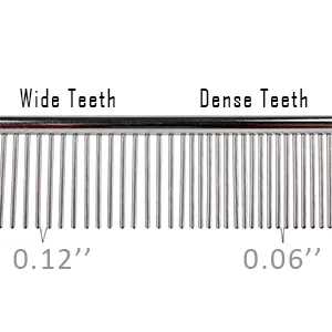 Dog Combs Cat Combs 3 Pack Pet Combs Stainless Steel Metal Comb Wide Tooth Comb&Dense Tooth Comb Flea Comb for Cats Dogs Dog Grooming Comb-Silver - Teeth