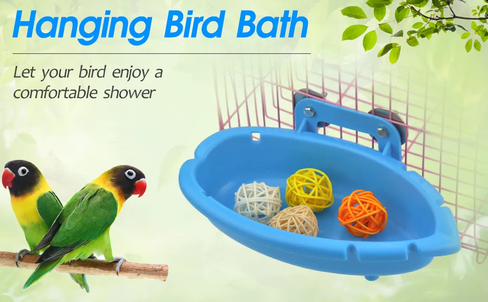 Mygeromon Bird Bath for Cage- Small Tub Bowl for Hang Inside Cage Birdbath Shower for Parrot/Parakeets/Cockatiels/Canary/Budgerigar (Blue) - Bird Bath Small Tub