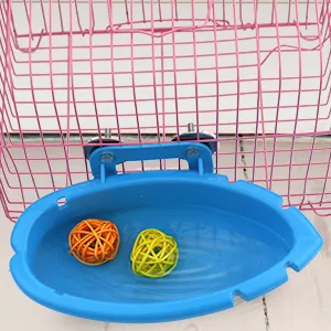 Mygeromon Bird Bath for Cage- Small Tub Bowl for Hang Inside Cage Birdbath Shower for Parrot/Parakeets/Cockatiels/Canary/Budgerigar (Blue) - Parrot Cage Small Tub Bowl