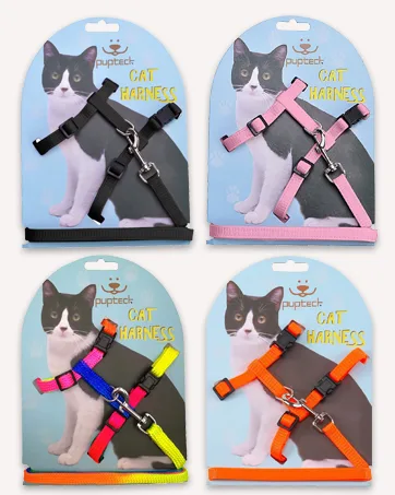 PUPTECK 2 PCS Soft Leather Cat Kitten Collar-Orange, Purple, Black, Khaki, Pink, Blue Orange&Purple - harness