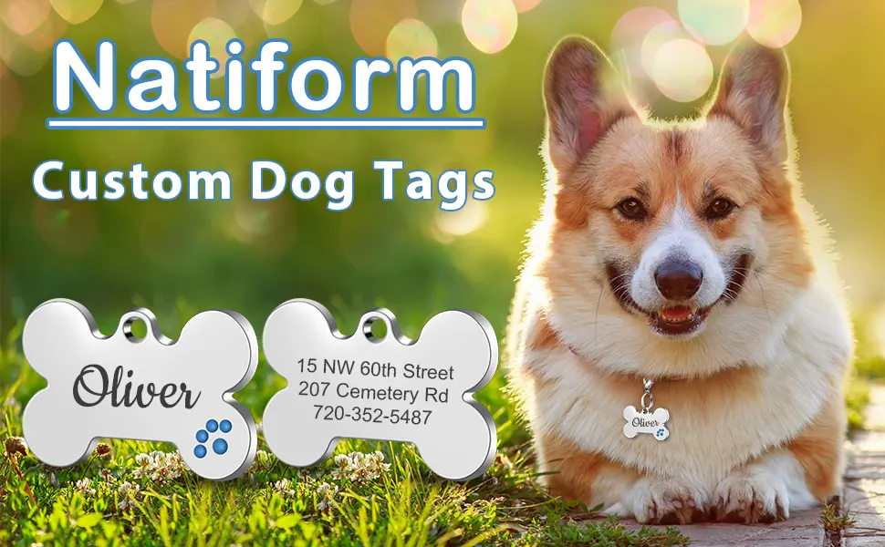 Natiform Personalized Engraving Pet ID Tags, Bone Paw Print Dog ID Tag, with 4 Lines of Custom Engraved ID, Pet Name Tags Personalized with Durable Engraving(Pink) Pink 1pack - Custom Pet ID Tag