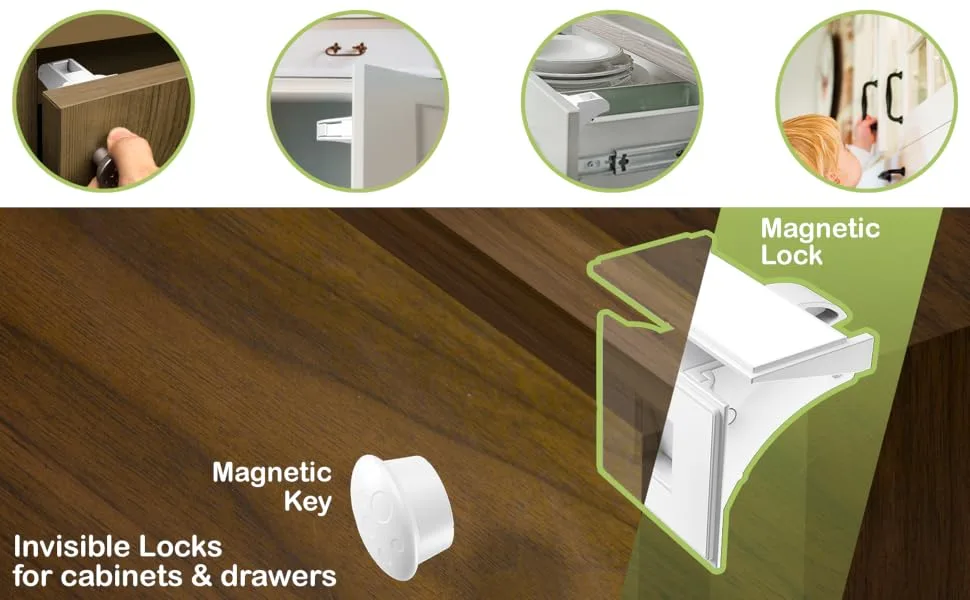 Spare Keys for Magnetic Cabinet Locks (2-Pack) by Skyla Homes - Powered by Premium Neodymium Magnet - Baby Safety Lock Key - hidden invisible locks to secure cabinets and drawers