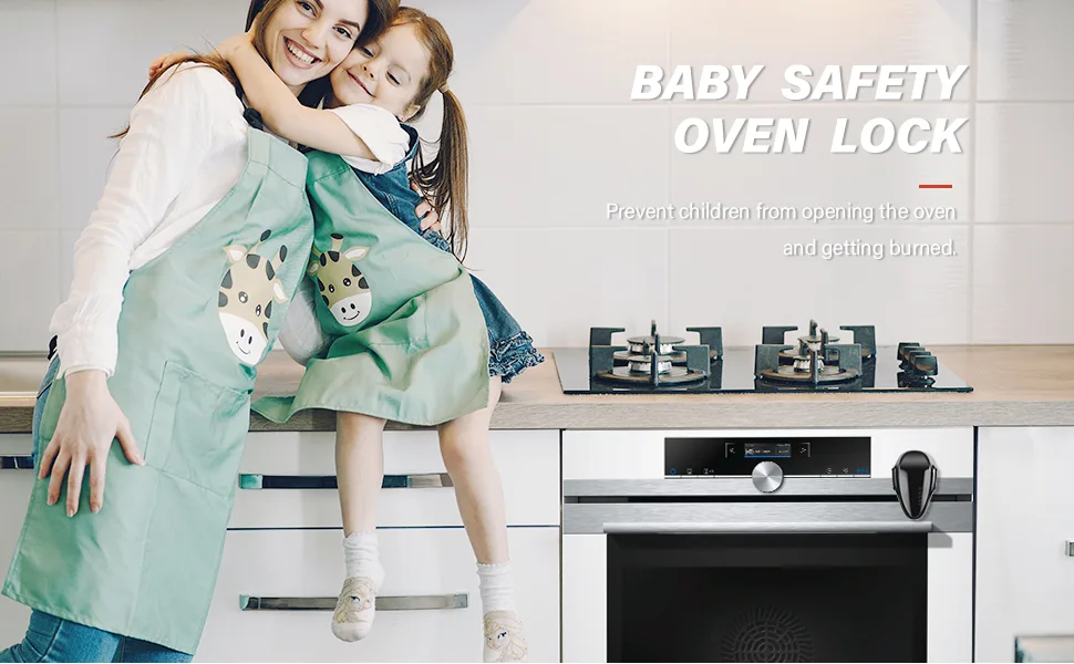 EUDEMON 1 PackChildproof Oven Door Lock, Oven Front Lock Easy to Install and Use Durable and Heat-Resistant Material no Tools Need or Drill (Black) - oven lock 1